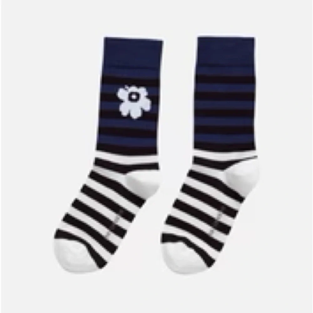 Marimekko Kioski Striped Navy and Black Socks New